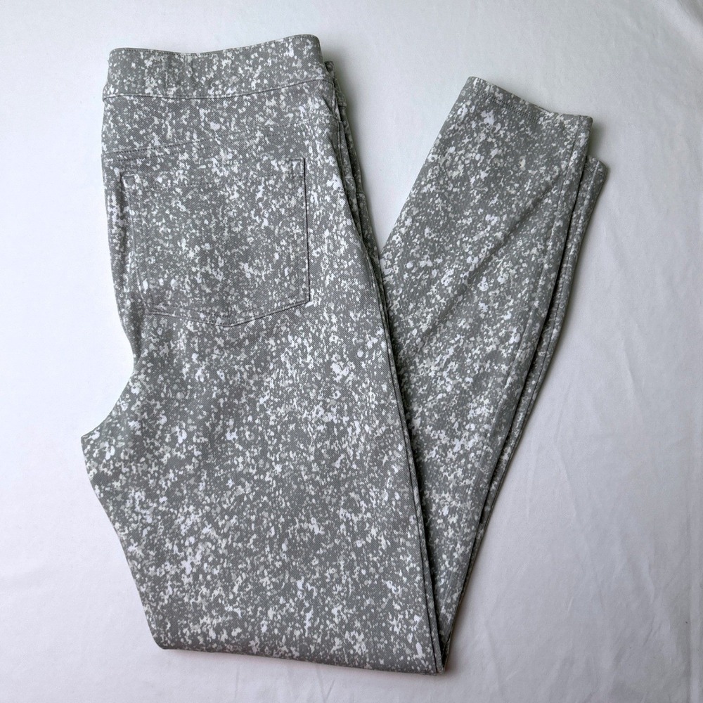 Spanx Womens High Rise Skinny Pull On Denim Leggings Speckled Grey White Size M